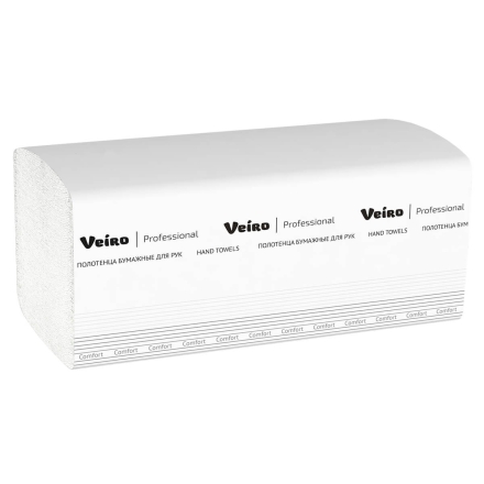 KV210 Бумажные полотенца в пачках Veiro Comfort белые 1 слой (20 пач х 250 л)