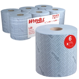 7277 Протирочный материал в рулонах с центральной подачей WypAll® L20 двухслойный голубой (6 рул х 152 м)