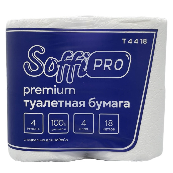 Туалетная бумага в стандартных рулонах SoffiPro Premium 4 слоя (40 рул х 18 м)