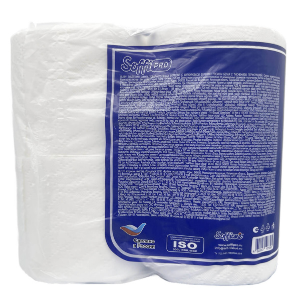 Туалетная бумага в стандартных рулонах SoffiPro Premium 4 слоя (40 рул х 18 м)