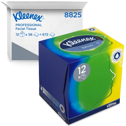 8825 Салфетки косметические для лица Kleenex® balsam в кубе 3 слоя (12 кор х 56 л)