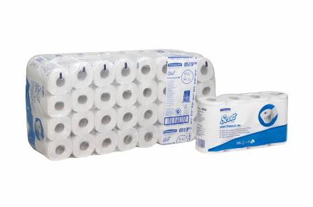 Туалетная бумага в стандартных рулонах 8519 Scott 350 двухслойная от Kimberly-Clark Professional (64 рул х 42 м)