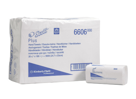6606 Бумажные полотенца в пачках Scott® Plus белые 1 слой 20 пачек по 180 листов