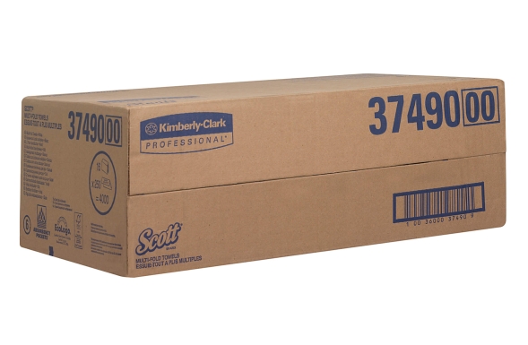 3749 Бумажные полотенца в пачках Scott Multi-Fold белые однослойные универсальные (16 пач х 250 л)