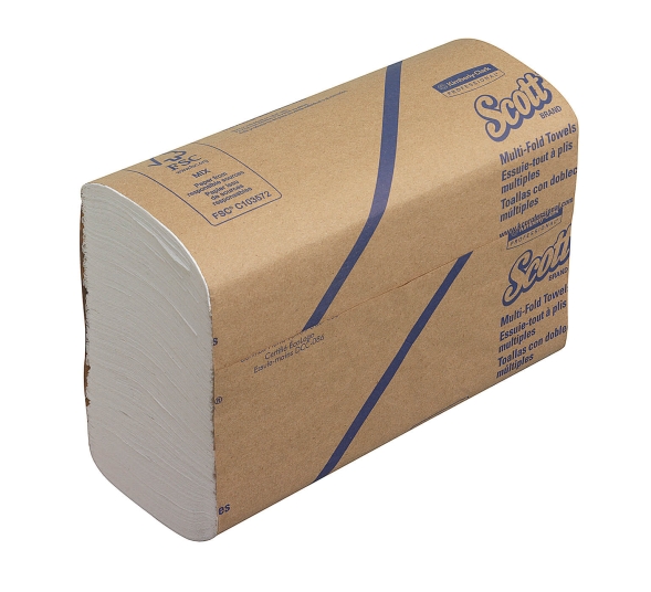 3749 Бумажные полотенца в пачках Scott Multi-Fold белые однослойные универсальные (16 пач х 250 л)