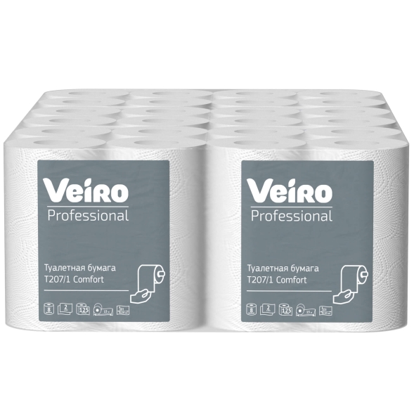 Туалетная бумага в стандартных рулонах T207/1 Veiro Comfort двухслойная линейки Professional (48 рул х 15 м)