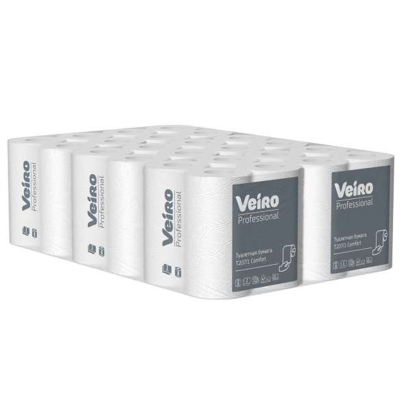 Туалетная бумага в стандартных рулонах T207/1 Veiro Comfort двухслойная линейки Professional (48 рул х 15 м)