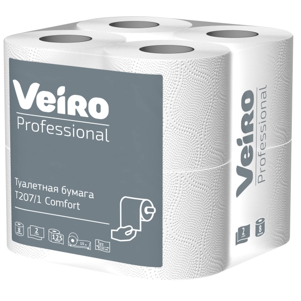 Туалетная бумага в стандартных рулонах T207/1 Veiro Comfort двухслойная линейки Professional (48 рул х 15 м)
