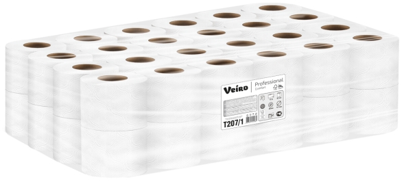 Туалетная бумага в стандартных рулонах T207/1 Veiro Comfort двухслойная линейки Professional (48 рул х 15 м)