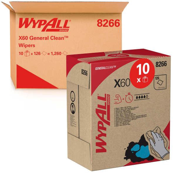 8266 Протирочный материал в коробке WypAll® X60 голубой (10 кор х 126 л)