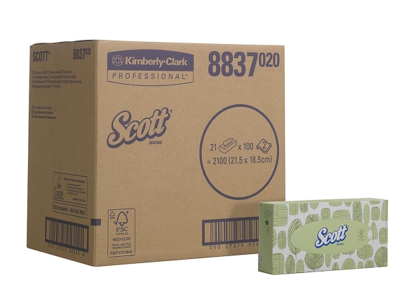 8837 Салфетки косметические для лица Scott (21 кор х 100 л)