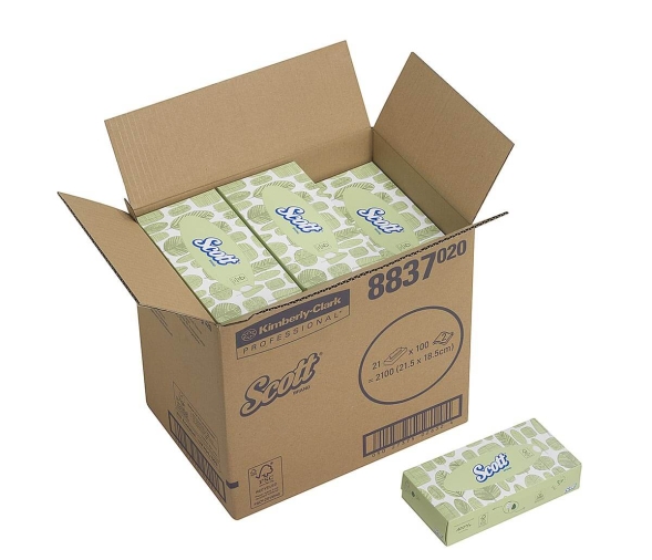 8837 Салфетки косметические для лица Scott (21 кор х 100 л)