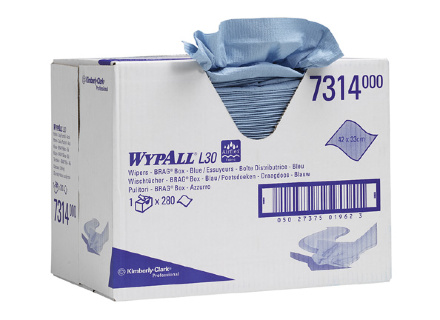 7314 Протирочный материал WypAll® L30 двухслойный в коробке-диспенсере голубой 280 листов