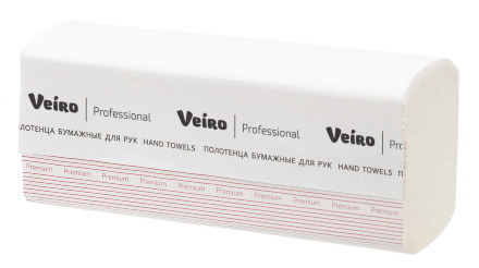 KV313 Бумажные полотенца в пачках Veiro Professional Premium белые однослойные (20 пач х 250 л)