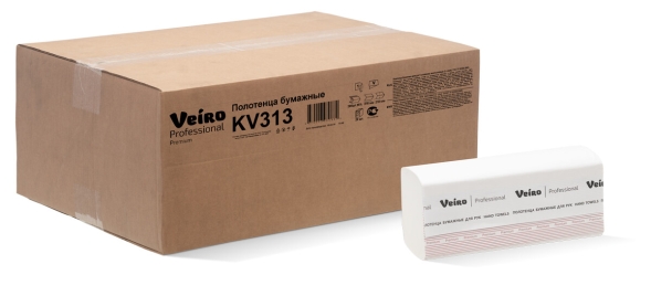KV313 Бумажные полотенца в пачках Veiro Premium белые 1 слой (20 пач х 250 л)