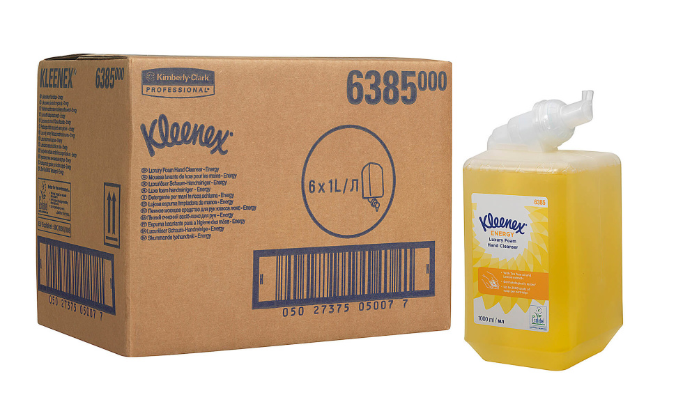 6385 Жидкое мыло пенное в кассетах Kleenex Energy Luxury упаковка с кассетой 6385 Жидкое мыло пенное в кассетах Kleenex Energy Luxury (6 кассет по 1 л)