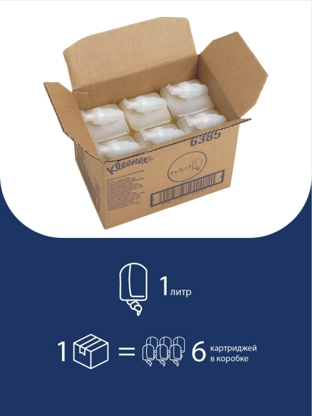 Пенное мыло в кассетах 6385 Kleenex Energy Luxury от Kimberly-Clark Professional (6 кассет по 1 л)