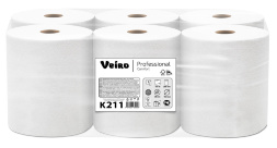 K211 Бумажные полотенца в рулонах Veiro Professional Comfort белые однослойные (6 рул х 150 м)