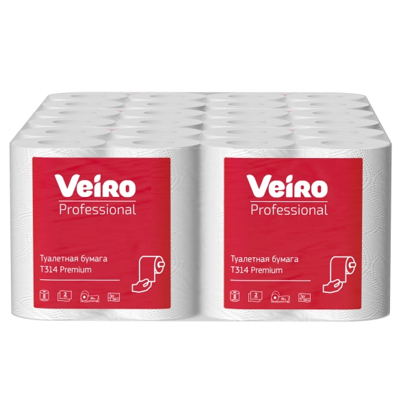 Туалетная бумага в стандартных рулонах T314 Veiro Premium двухслойная линейки Professional (48 рул х 20 м)