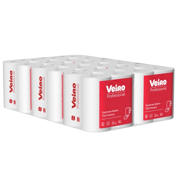Туалетная бумага в стандартных рулонах T314 Veiro Premium двухслойная линейки Professional (48 рул х 20 м)