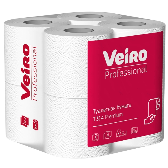 Туалетная бумага в стандартных рулонах T314 Veiro Premium двухслойная линейки Professional (48 рул х 20 м)