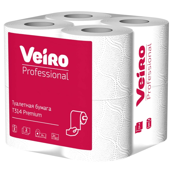 Туалетная бумага в стандартных рулонах T314 Veiro Premium двухслойная линейки Professional (48 рул х 20 м)