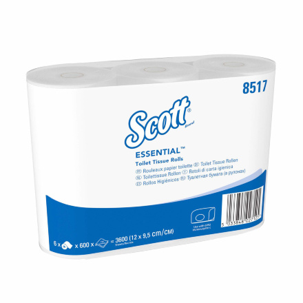 Туалетная бумага в стандартных рулонах 8517 Scott Essential 600 двухслойная от Kimberly-Clark Professional (36 рул х 72 м)