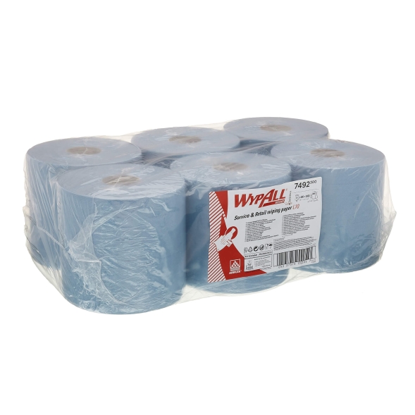 7492 Протирочный материал в рулонах с контролем выпуска WypAll® L10 однослойный голубой (6 рул х 152 м)