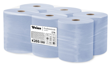 K205 Бумажные полотенца в рулонах Veiro Comfort голубые 2 слоя (6 рул х 150 м)