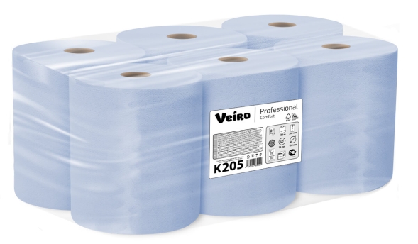 K205 Бумажные полотенца в рулонах Veiro Comfort голубые 2 слоя (6 рул х 150 м)