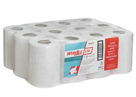 7374 Протирочный материал в рулонах с центральной подачей WypAll® L10 Extra однослойный белый (12 рул х 76 м)