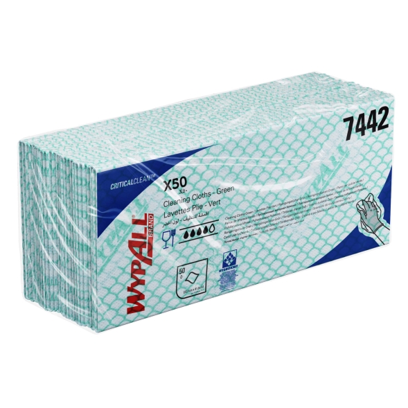 7442 Протирочный материал в пачках WypAll® X50 зелёный (6 пач х 50 л)
