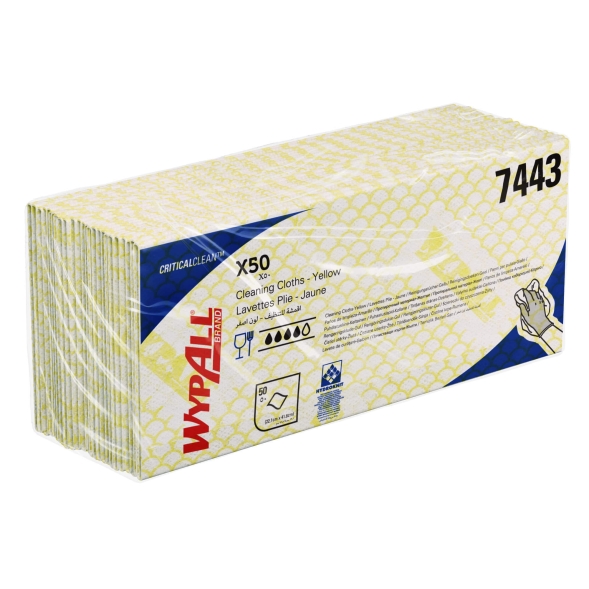 7443 Протирочный материал в пачках WypAll® X50 жёлтый (6 пач х 50 л)
