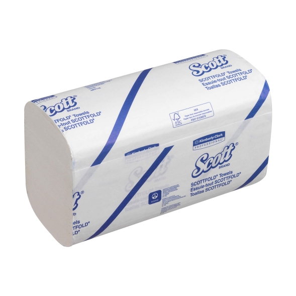 Бумажные полотенца в пачках 6633 Scott Scottfold M белые однослойные от Kimberly-Clark Professional (25 пач х 175 л)