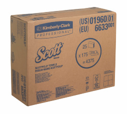 6633 Бумажные полотенца в пачках Scott® Scott®fold M белые 1 слой (25 пач х 175 л)