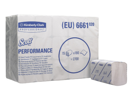 6661 Бумажные полотенца в пачках Scott® Performance белые 1 слой 15 пачек по 180 листов