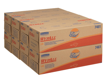 7461 Протирочный материал в коробке WypAll L40 однослойный белый (8 коробок по 100 листов)