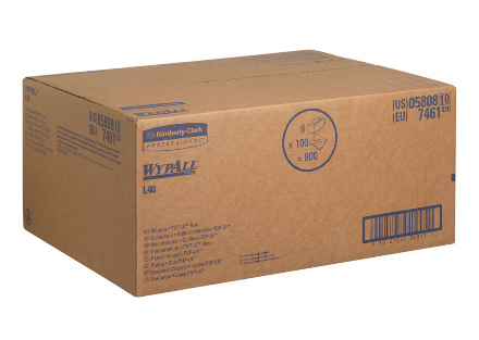 7461 Протирочный материал в коробке WypAll L40 однослойный белый (8 коробок по 100 листов)
