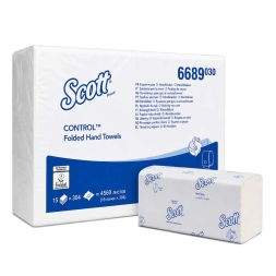6689 Бумажные полотенца в пачках Scott® Control белые 1 слой (15 пач х 304 л)