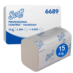 6689 Бумажные полотенца в пачках Scott® Control белые 1 слой (15 пач х 304 л)