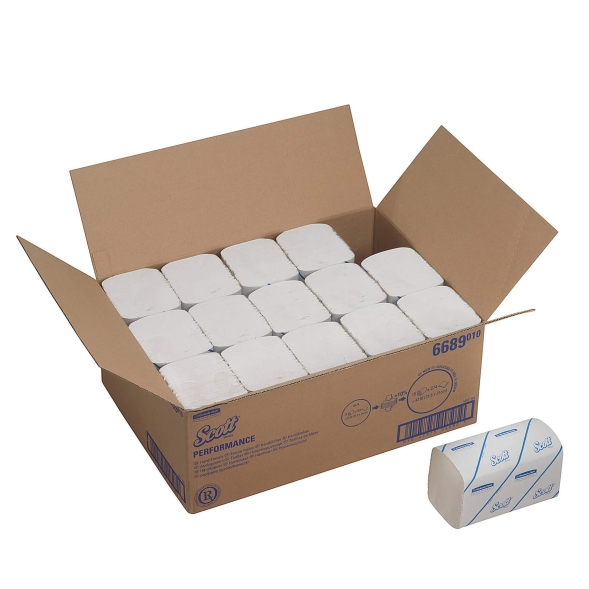 Бумажные полотенца в пачках 6689 Scott Control белые однослойные от Kimberly-Clark Professional (15 пач х 304 л)