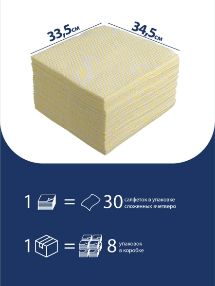 19164 Протирочный материал в пачках WypAll® X80 Plus жёлтый (8 пач х 30 л)
