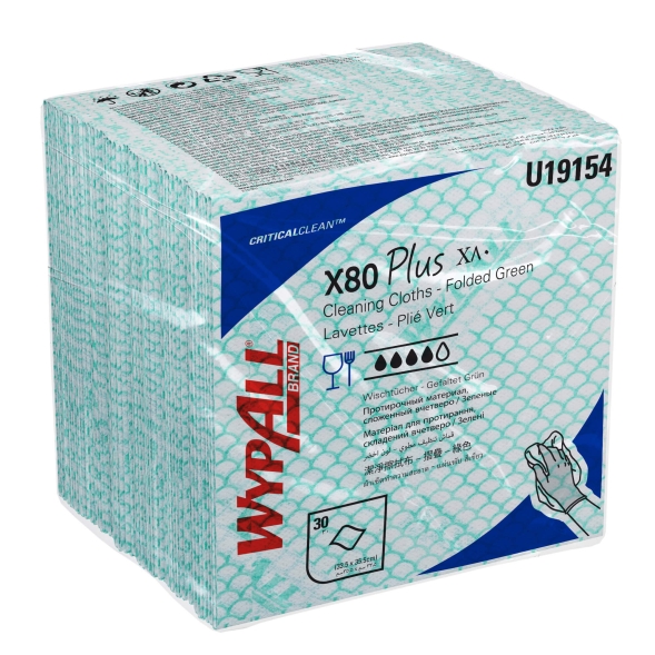 19154 Протирочный материал в пачках WypAll® X80 Plus зелёный (8 пач х 30 л)