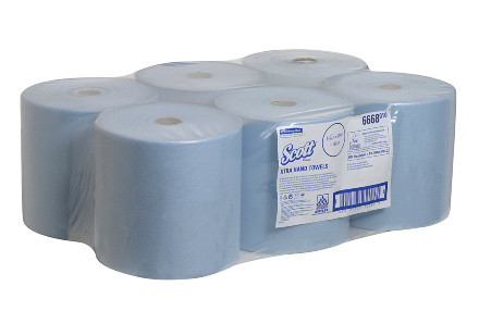 6668 Бумажные полотенца в рулонах Scott Xtra голубые однослойные (6 рул х 304 м)