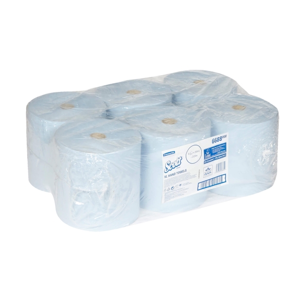 6688 Бумажные полотенца в рулонах Scott XL голубые однослойные (6 рул x 354 м)
