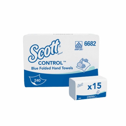 6682 Бумажные полотенца в пачках Scott Control голубые однослойные (15 пач х 240 л)