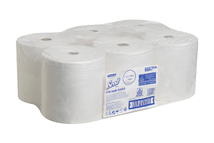 Бумажные полотенца в рулонах 6667 Scott белые однослойные от Kimberly-Clark Professional (6 рул х 304 м)
