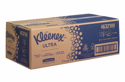 4632 Бумажные полотенца в пачках Kleenex® Ultra Multifold белые 2 слоя (16 пач х 150 л)