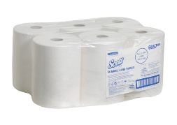 6657 Бумажные полотенца в рулонах Scott Slimroll белые однослойные (6 рул х 165 м)