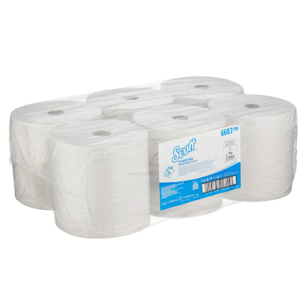 6687 Бумажные полотенца в рулонах Scott XL белые однослойные (6 рул х 354 м)